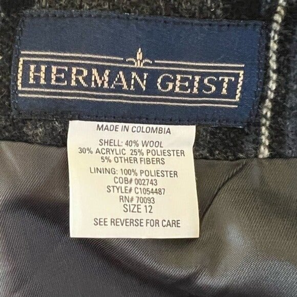 HERMAN GEIST Plaid Wool Blend Wrap Mini Skirt Size 12 - Picture 7 of 9